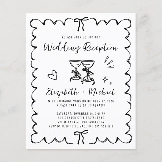 Whimsical Wavy Frame Wedding Reception Invitation (Voorkant)
