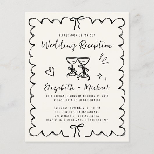 Whimsical Wavy Frame Wedding Reception Invitation (Voorkant)