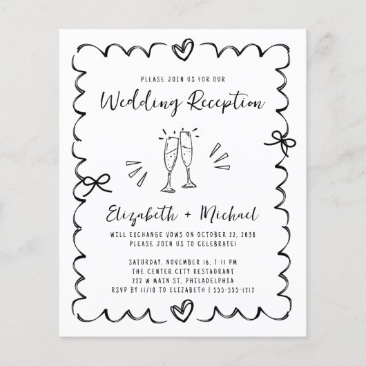 Whimsical Wavy Frame Wedding Reception Invitation (Voorkant)