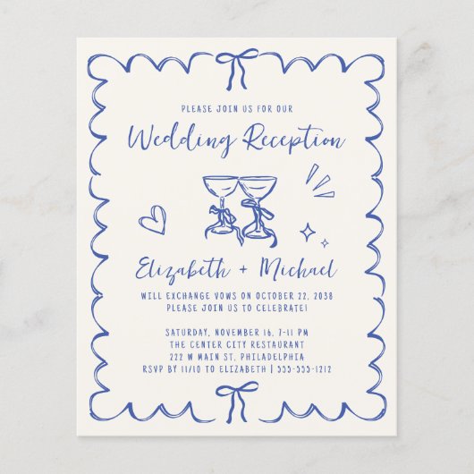 Whimsical Wavy Frame Wedding Reception Invitation (Voorkant)