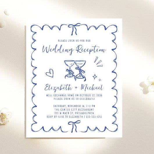 Whimsical Wavy Frame Wedding Reception Invitation