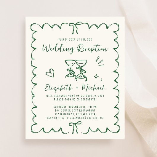 Whimsical Wavy Frame Wedding Reception Invitation
