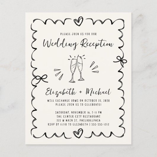 Whimsical Wavy Frame Wedding Reception Invitation (Voorkant)