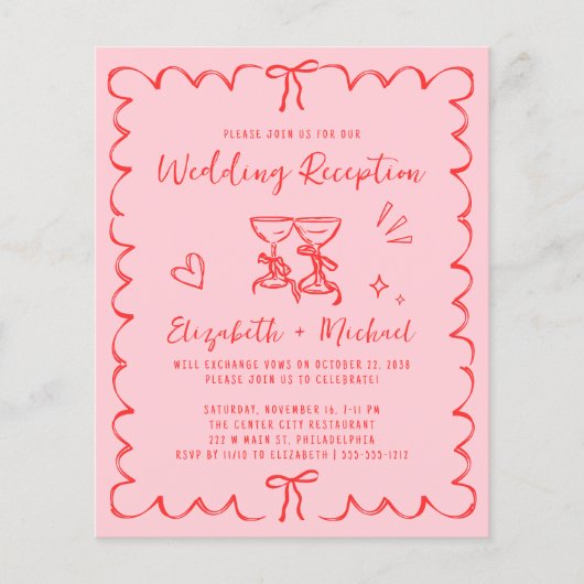 Whimsical Wavy Frame Wedding Reception Invitation (Voorkant)