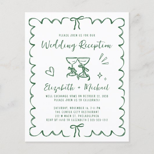 Whimsical Wavy Frame Wedding Reception Invitation (Voorkant)