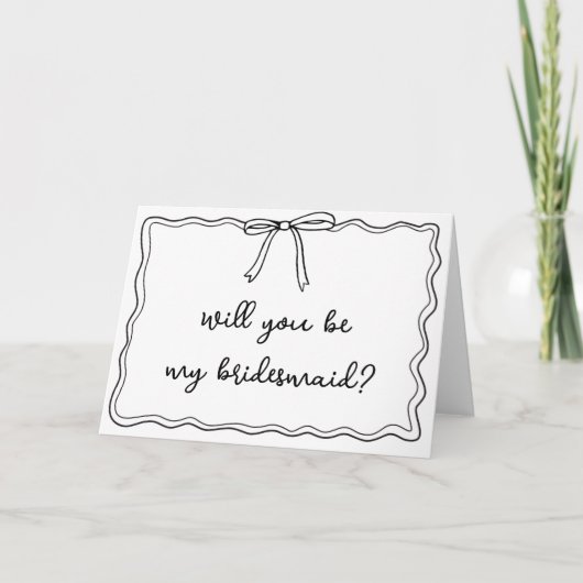 Whimsical Wavy Hand Getrokken Boog Bruidsmeisje Vo Kaart (Voorkant)