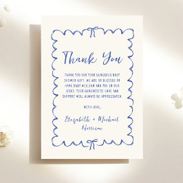 Whimsical Wavy Lijst Baby Boy Shower Bedankkaart