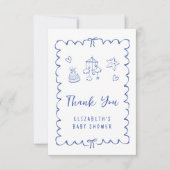 Whimsical Wavy Lijst Baby Boy Shower Bedankkaart (Voorkant)