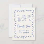 Whimsical Wavy Lijst Baby Boy Shower Bedankkaart (Voorkant)