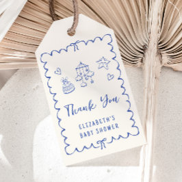 Whimsical Wavy Lijst Baby Boy Shower Bedankt Cadeaulabel
