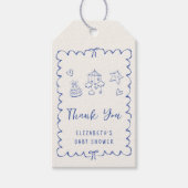 Whimsical Wavy Lijst Baby Boy Shower Bedankt Cadeaulabel (Voorkant)