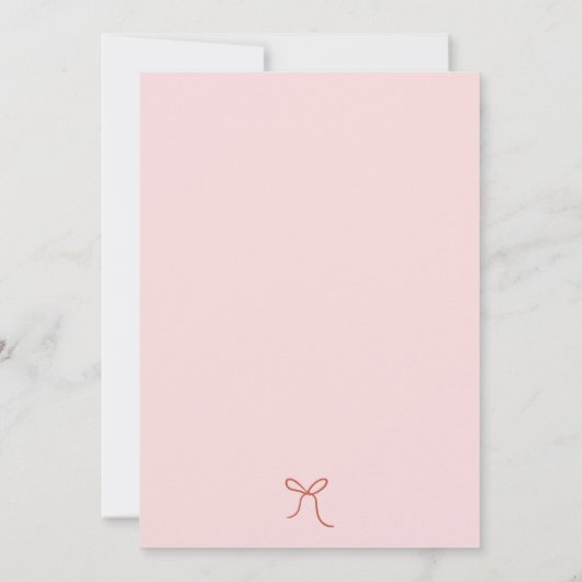 Whimsical Wavy Lijst & Bow Pink Baby shower Kaart (Achterkant)