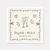 Whimsical Wavy Lijst Cream Wedding Servet (Voorkant)