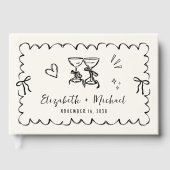 Whimsical Wavy Lijst Hand Drawn Cream Wedding Gastenboek (Voorkant)