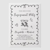 Whimsical Wavy Lijst Overlay Engagement Party Vellum Uitnodigingen (Voorkant)