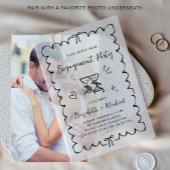 Whimsical Wavy Lijst Overlay Engagement Party Vellum Uitnodigingen