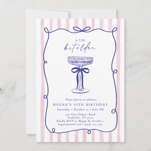 Whimsical Wavy Lijst Tini Bit Ouder 30ste Verjaard Kaart (Voorkant)