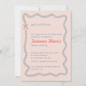 Whimsical wavy of Blush Pink and Soft Blue Aqiqah Kaart (Voorkant)