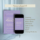 Whimsical Wavy of Light Purple Soft Blue Aqiqah Kaart