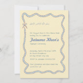 Whimsical Wavy of Light Yellow Soft Blue Aqiqah Kaart (Voorkant)