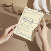 Whimsical Wavy of Light Yellow Soft Blue Aqiqah Kaart