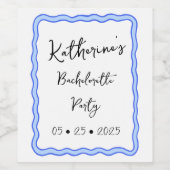 Whimsical Wavy Retro Groovy vrijgezellenfeest Wijn Etiket (Enkel label)