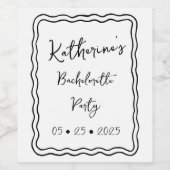 Whimsical Wavy Retro Groovy vrijgezellenfeest Wijn Etiket (Enkel label)