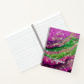 Whimsical wavy roze groene Glitter monogram Notebo Notitieboek (Binnen)