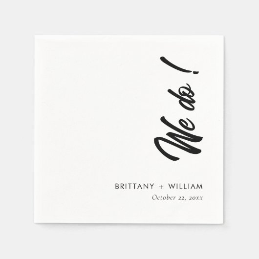 Whimsical 'We Do' Script Persoonlijk Huwelijk Servet (Voorkant)