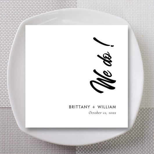 Whimsical 'We Do' Script Persoonlijk Huwelijk Servet