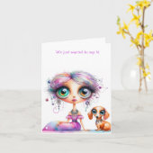 Whimsical We missen je Dachshund Kaart (Gele Bloem)