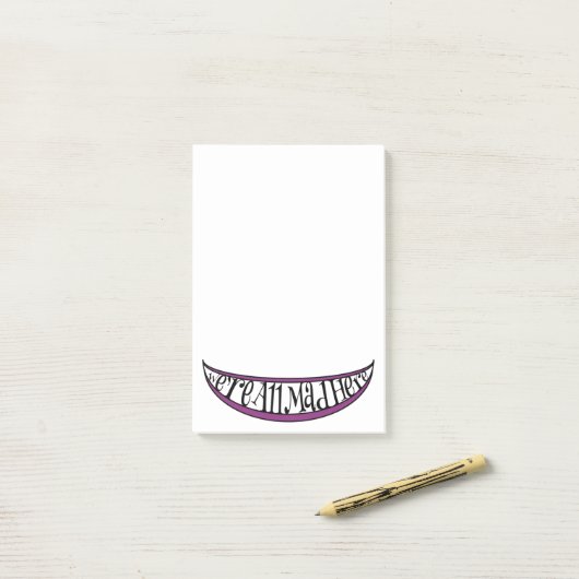 Whimsical We zijn allemaal Mad Hier Smile Post-it® Notes (Op bureau)