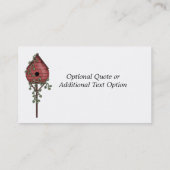 Whimsical Weathered Red Birdhouse met Ivy Visitekaartje (Achterkant)