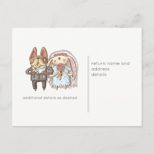 Whimsical Weddenschap Chronologie RSVP Doodle Art Uitnodiging Briefkaart (Achterkant)