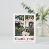 Whimsical Wedding Bedankt Terracotta Drie Foto Briefkaart (Staand voorkant)