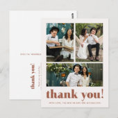 Whimsical Wedding Bedankt Terracotta Drie Foto Briefkaart (Voorkant / Achterkant)