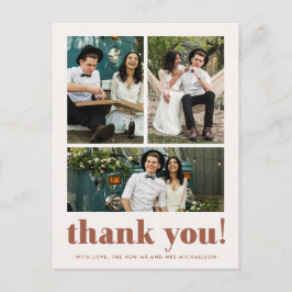 Whimsical Wedding Bedankt Terracotta Drie Foto Briefkaart