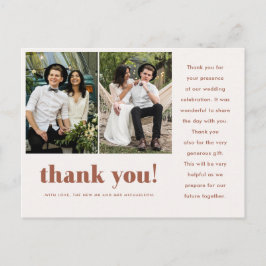 Whimsical Wedding Bedankt Terracotta Twee Foto Briefkaart