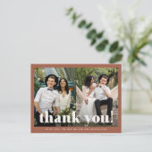 Whimsical Wedding Bedankt Terracotta Twee Foto Briefkaart (Staand voorkant)