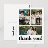 Whimsical Wedding Bedankt Typografie Drie Foto Briefkaart (Voorkant / Achterkant)