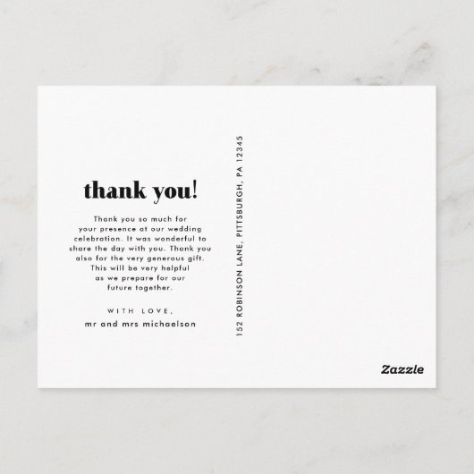 Whimsical Wedding Bedankt Typografie Twee foto Briefkaart (Achterkant)