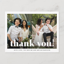 Whimsical Wedding Bedankt Typografie Twee foto Briefkaart