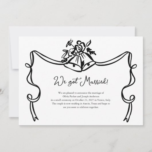 Whimsical Wedding Bells Fotohuwelijksaankondiging Kaart (Voorkant)