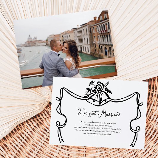 Whimsical Wedding Bells Fotohuwelijksaankondiging Kaart