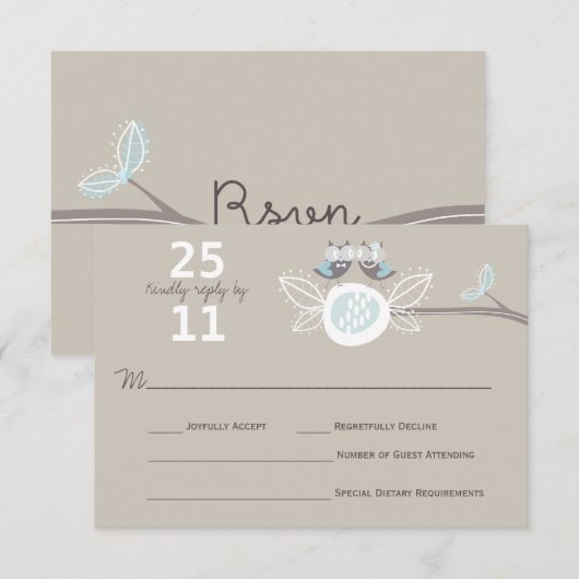 Whimsical Wedding Brown is eigenaar van Branch RSV RSVP Kaartje (Voorkant / Achterkant)