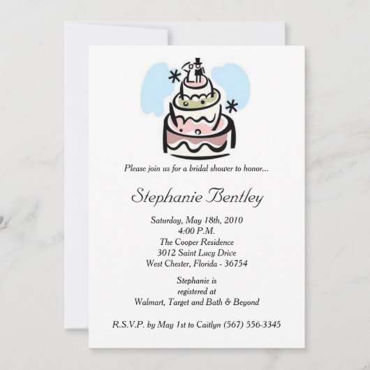 Whimsical Wedding Cake Bridal Shower Kaart (Voorkant)