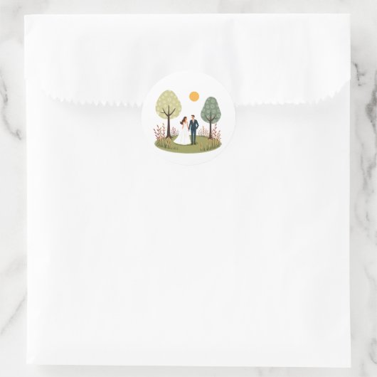 Whimsical Wedding Couple Sticker (Tas)