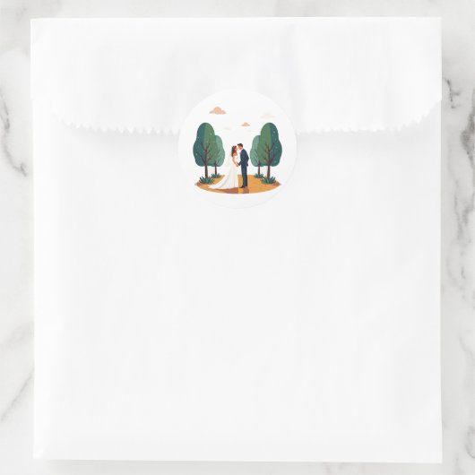 Whimsical Wedding Couple Sticker (Tas)