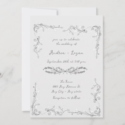 Whimsical Wedding Dinner Kaart (Voorkant)