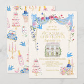 Whimsical Wedding French Chateau Mansion Kaart (Voorkant / Achterkant)